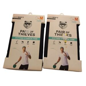 Pair of Thieves SuperSoft Men's Fitted V-Neck Tee 4pk Black Size M Casual Shirt